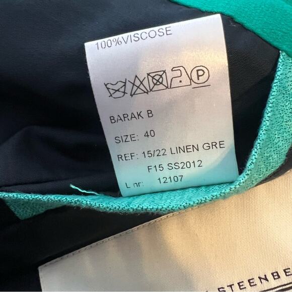 NWT Tim Van Steenbergen BARAKB Jacket linen silk green black sz 40 - Picture 3 of 7